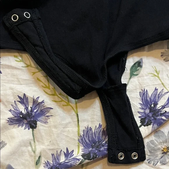 George Black Ribbed Square Neck Bodysuit - Picture 5 of 5